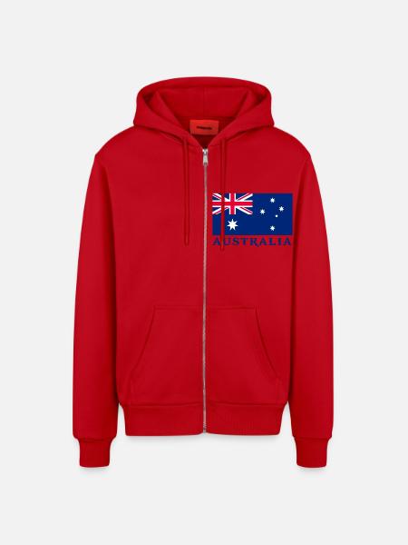 australia - Organic Relaxed Hooded Jacket Made in EU - red