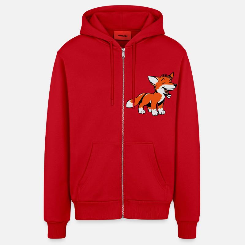Fuchs rire doux - Veste à capuche bio décontractée fabriquée en UE - rouge
