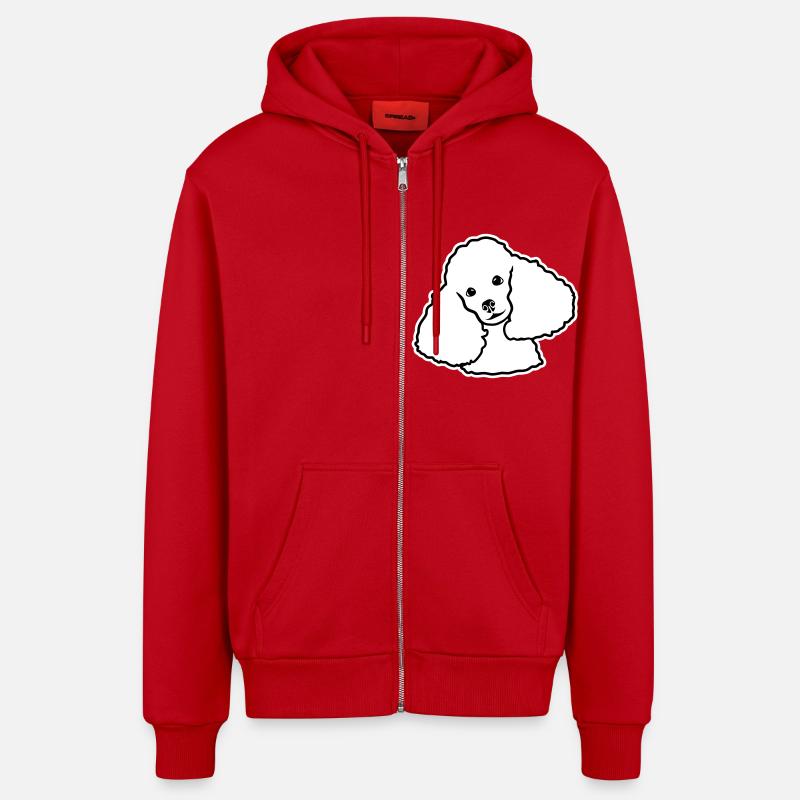Caniche - Veste à capuche bio décontractée fabriquée en UE - rouge