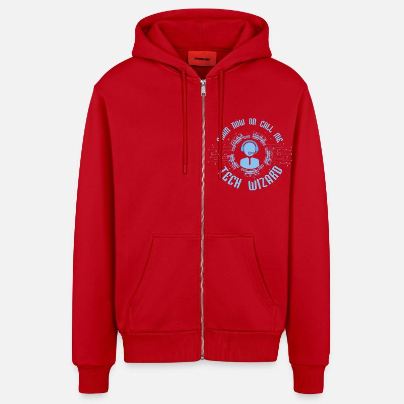 From Now On Call Me Tech Wizard Computer Tech Supp - Organic Relaxed Hooded Jacket Made in EU - red