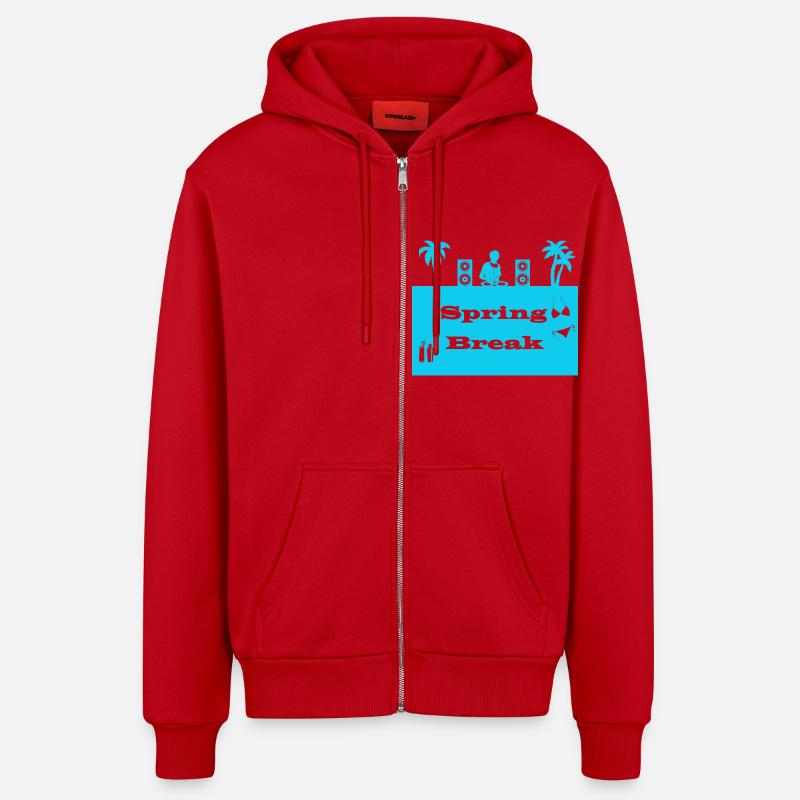 spring break bleu clair - Veste à capuche bio décontractée fabriquée en UE - rouge