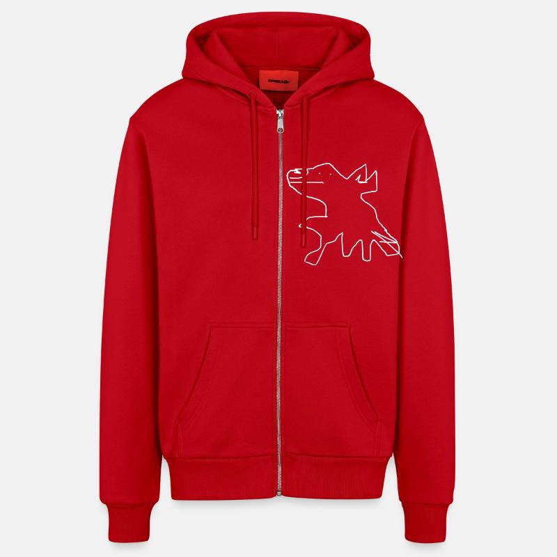Chien - Veste à capuche bio décontractée fabriquée en UE - rouge