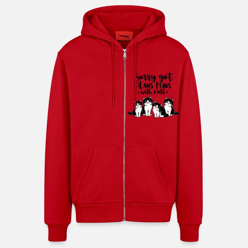 Cats with plans #2 - Organic Relaxed Kapuzenjacke Made in EU - Rot