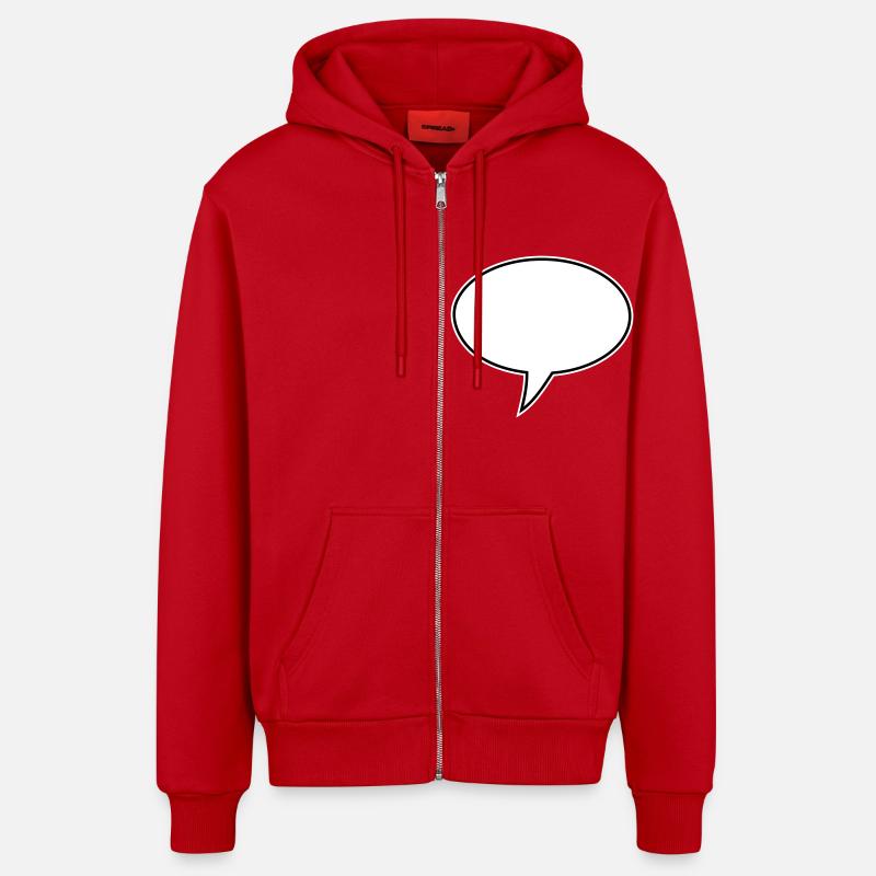 Speech Bubble Design Links - Organic Relaxed Hooded Jacket Made in EU - red