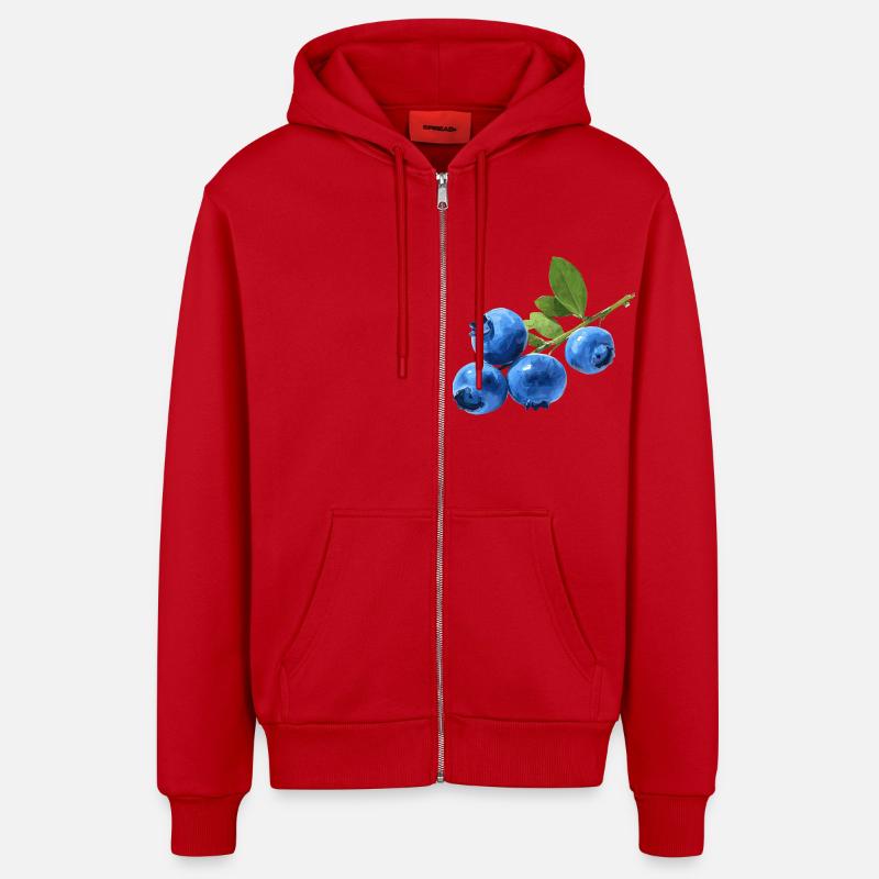 Bleuets - Veste à capuche bio décontractée fabriquée en UE - rouge