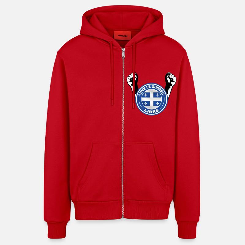 quebec libre - Veste à capuche bio décontractée fabriquée en UE - rouge