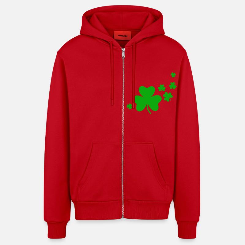 Feuille de trèfles - Veste à capuche bio décontractée fabriquée en UE - rouge