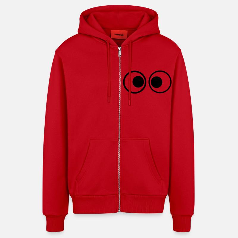 Yeux 1 - Veste à capuche bio décontractée fabriquée en UE - rouge