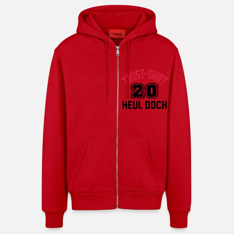 anniversaire 20 - Veste à capuche bio décontractée fabriquée en UE - rouge