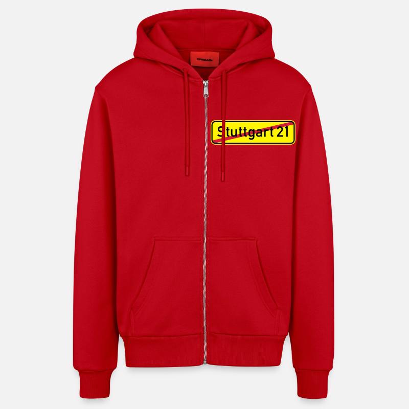 Stuttgart 21 - Veste à capuche bio décontractée fabriquée en UE - rouge