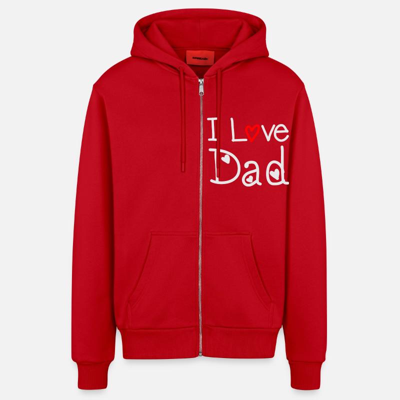 Dad - Organic Relaxed Hooded Jacket Made in EU - red