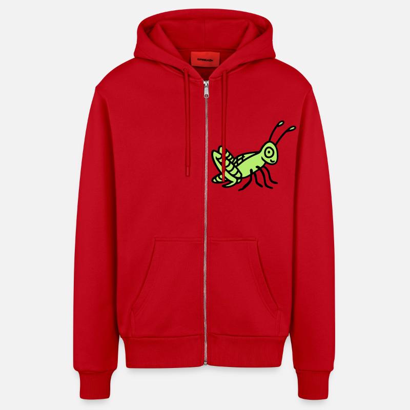 Sauterelle - Veste à capuche bio décontractée fabriquée en UE - rouge