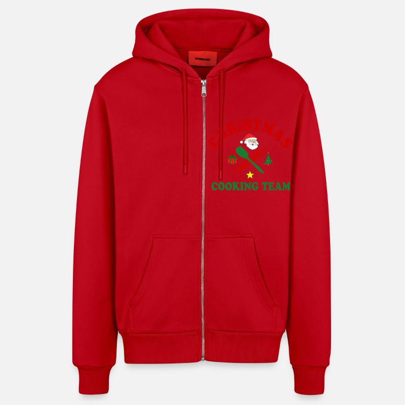 Christmas Cooking Team - Veste à capuche bio décontractée fabriquée en UE - rouge