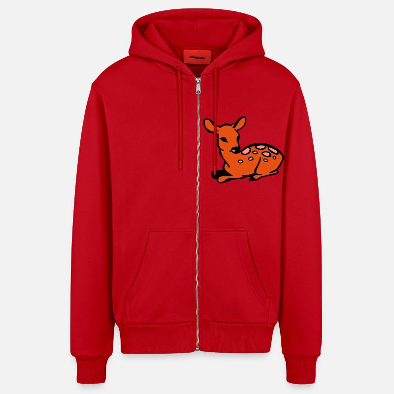 Faon - Veste à capuche bio décontractée fabriquée en UE - rouge