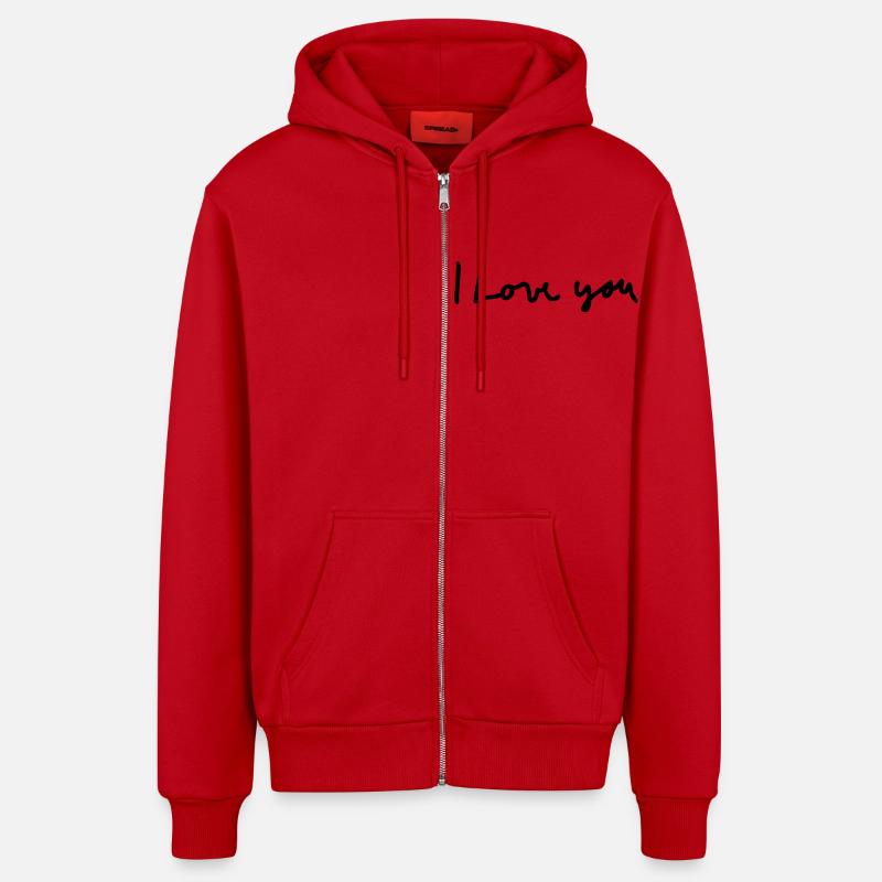 i love you - Veste à capuche bio décontractée fabriquée en UE - rouge