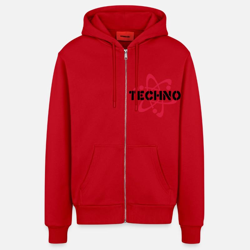 Techno__V003 - Veste à capuche bio décontractée fabriquée en UE - rouge