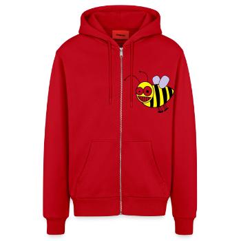 biene - Organic Relaxed Kapuzenjacke Made in EU - Rot - Vorne