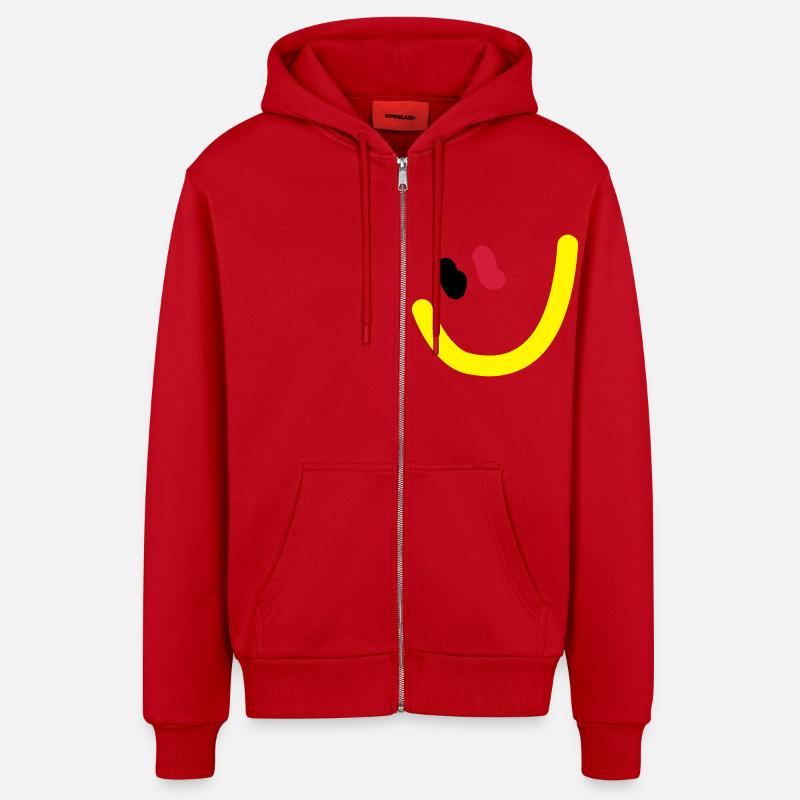 EM2018 DE (Smiley) - Organic Relaxed Kapuzenjacke Made in EU - Rot