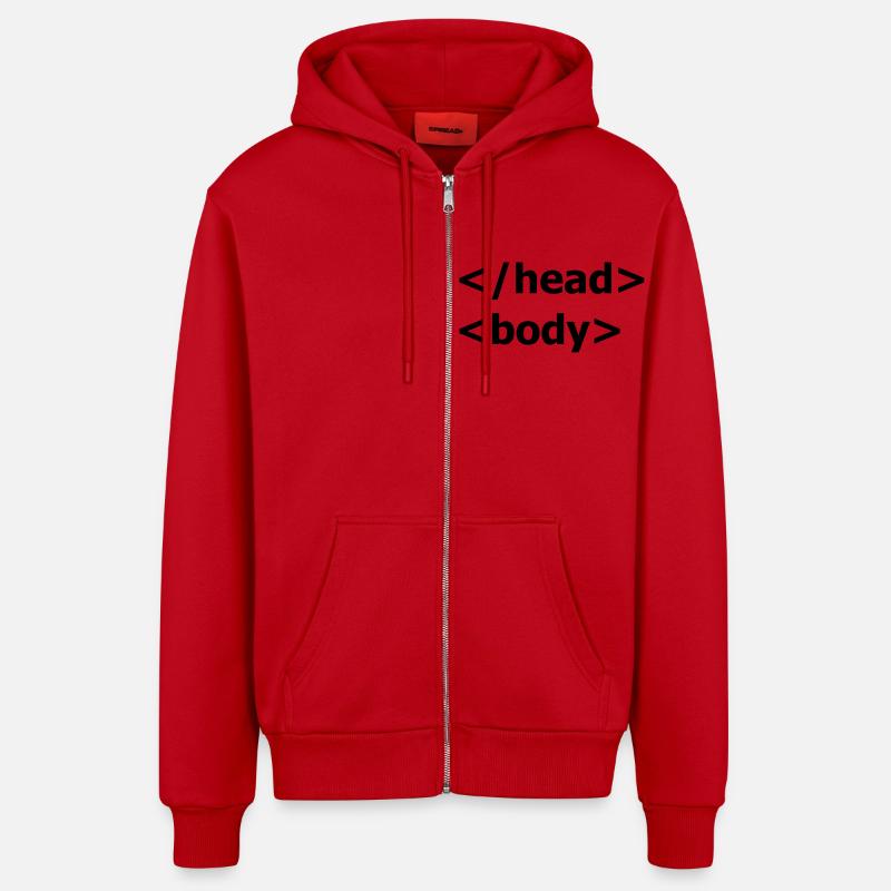 HTML Spass - Organic Relaxed Kapuzenjacke Made in EU - Rot