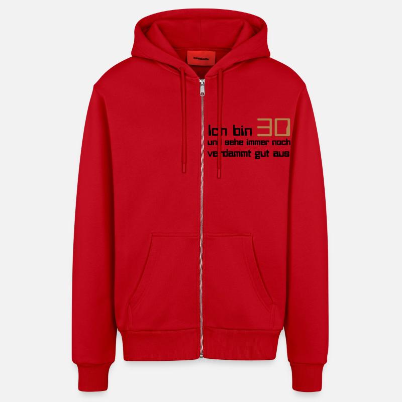 30 - Veste à capuche bio décontractée fabriquée en UE - rouge