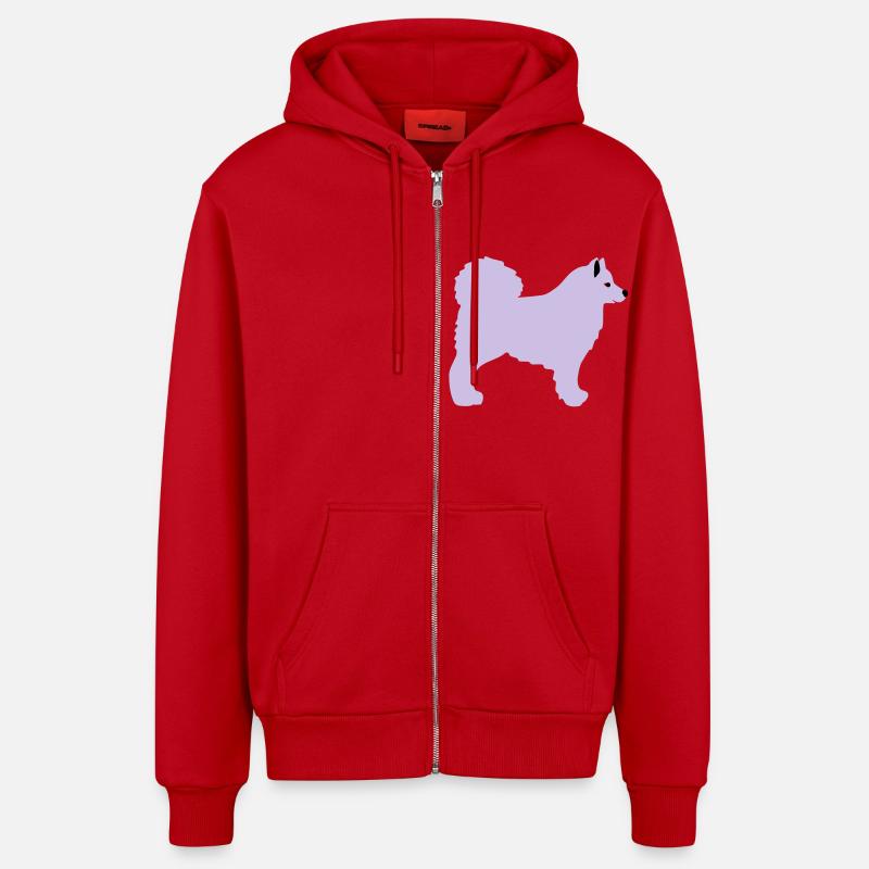 Samojede Vektor - Organic Relaxed Kapuzenjacke Made in EU - Rot