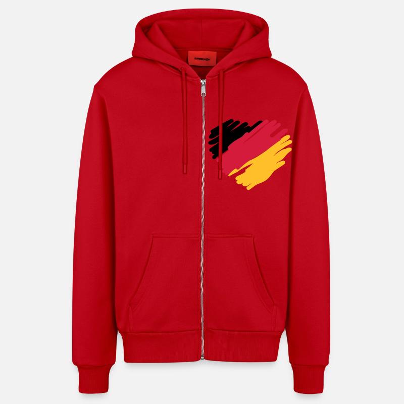 german heart - Organic Relaxed Kapuzenjacke Made in EU - Rot