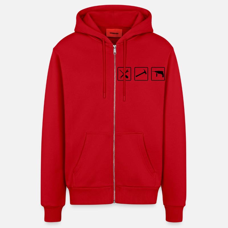 handwerker_1__f1 - Veste à capuche bio décontractée fabriquée en UE - rouge