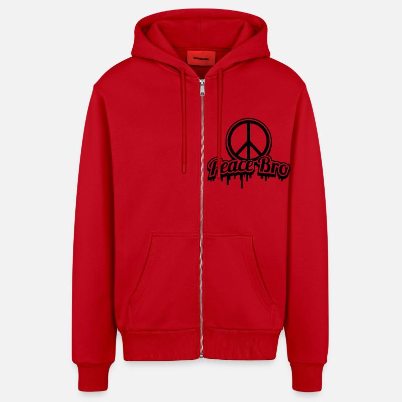 pace_bro_ha1 - Veste à capuche bio décontractée fabriquée en UE - rouge