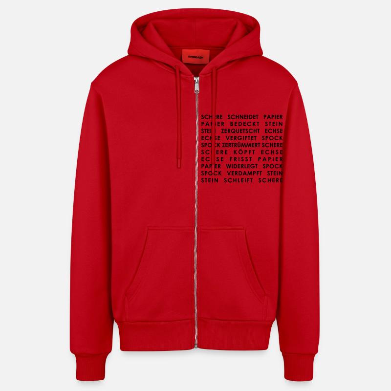 stein_papier_schere_echse_spock - Organic Relaxed Hooded Jacket Made in EU - red