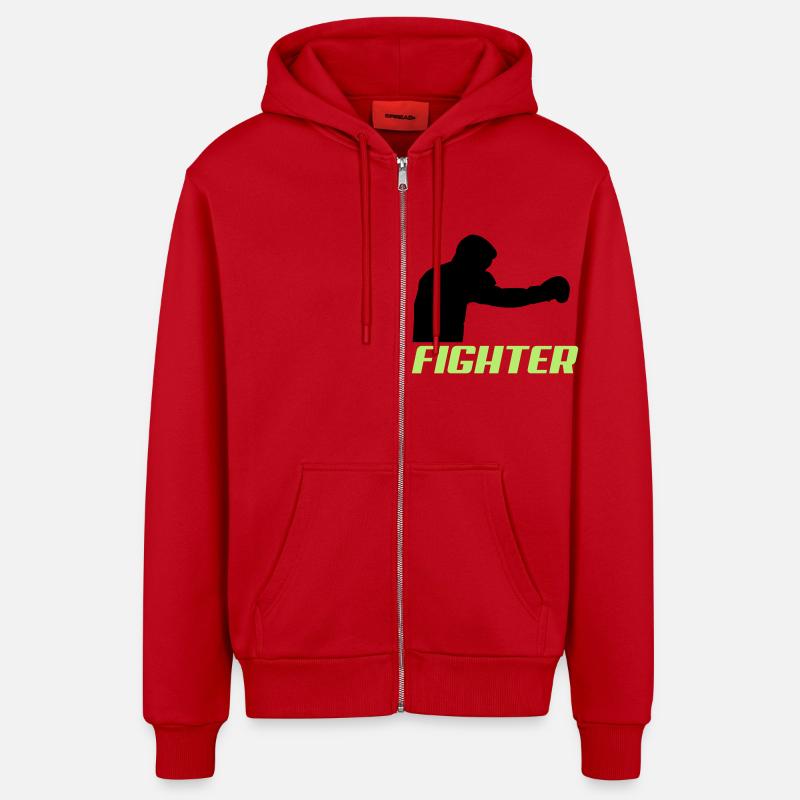 fighter2 - Organic Relaxed Kapuzenjacke Made in EU - Rot