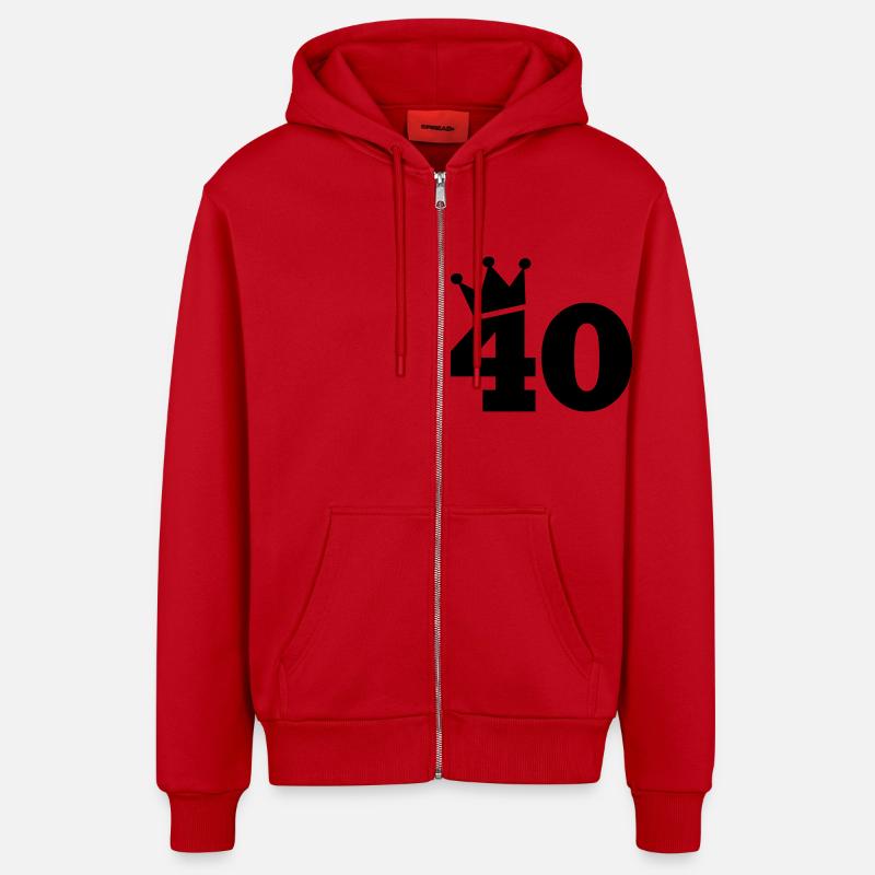 40 - Organic Relaxed Hooded Jacket Made in EU - red