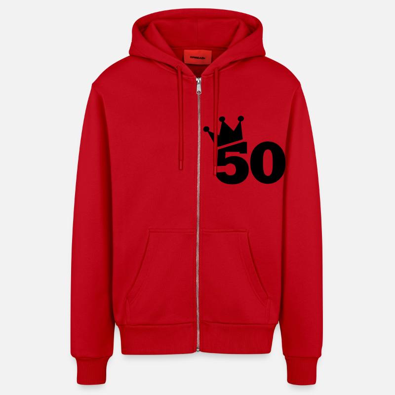 50 - Veste à capuche bio décontractée fabriquée en UE - rouge