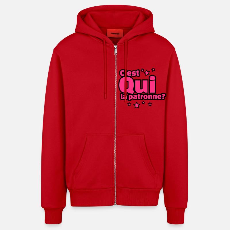 C'EST QUI LA PATRONNE? - Veste à capuche bio décontractée fabriquée en UE - rouge