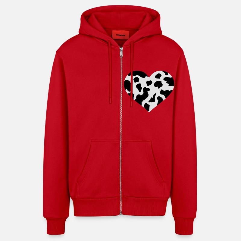 Vache - Veste à capuche bio décontractée fabriquée en UE - rouge