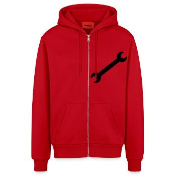 Screw wrench - Organic Relaxed Hooded Jacket Made in EU - red - Front