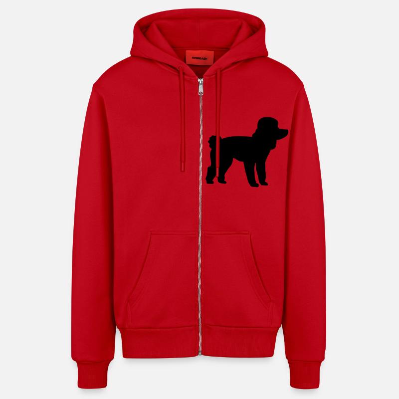Caniche - Veste à capuche bio décontractée fabriquée en UE - rouge