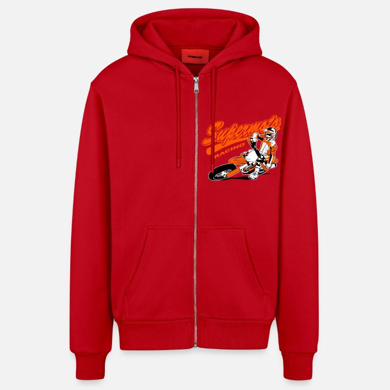 Supermoto Racing - Supermotard - Veste à capuche bio décontractée fabriquée en UE - rouge