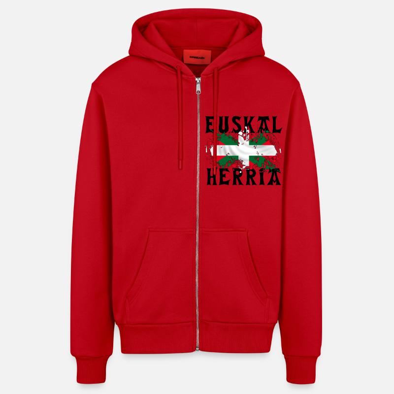 Euskal Herria - Pays Basque 86 - Veste à capuche bio décontractée fabriquée en UE - rouge