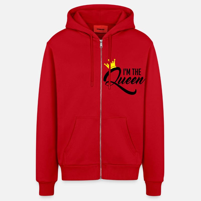 I'm the Queen - Veste à capuche bio décontractée fabriquée en UE - rouge