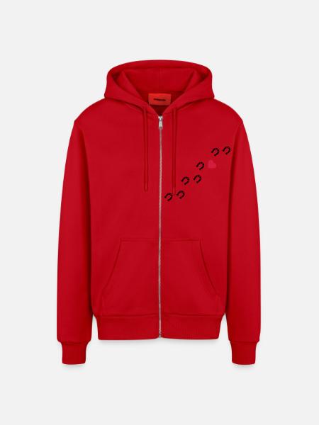 Symbole - Hufe Herz - Organic Relaxed Kapuzenjacke Made in EU - Rot