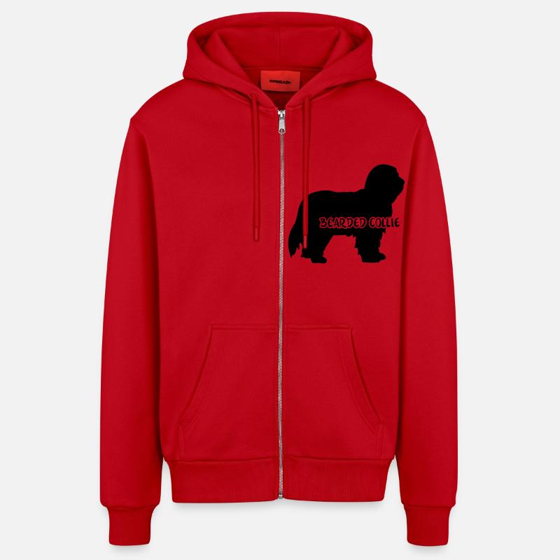 Bearded Collie - Veste à capuche bio décontractée fabriquée en UE - rouge