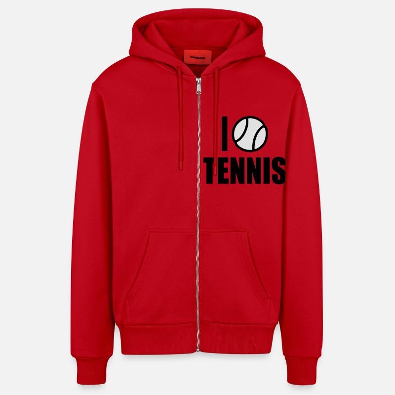 J’adore le tennis - Veste à capuche bio décontractée fabriquée en UE - rouge