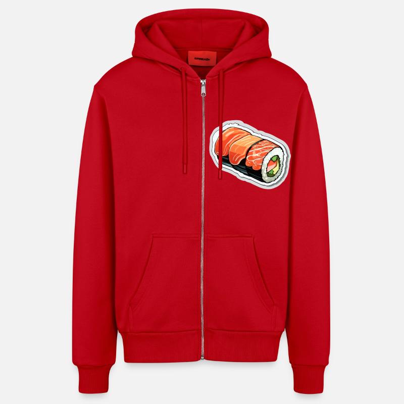 Rouleau de sushi - Veste à capuche bio décontractée fabriquée en UE - rouge