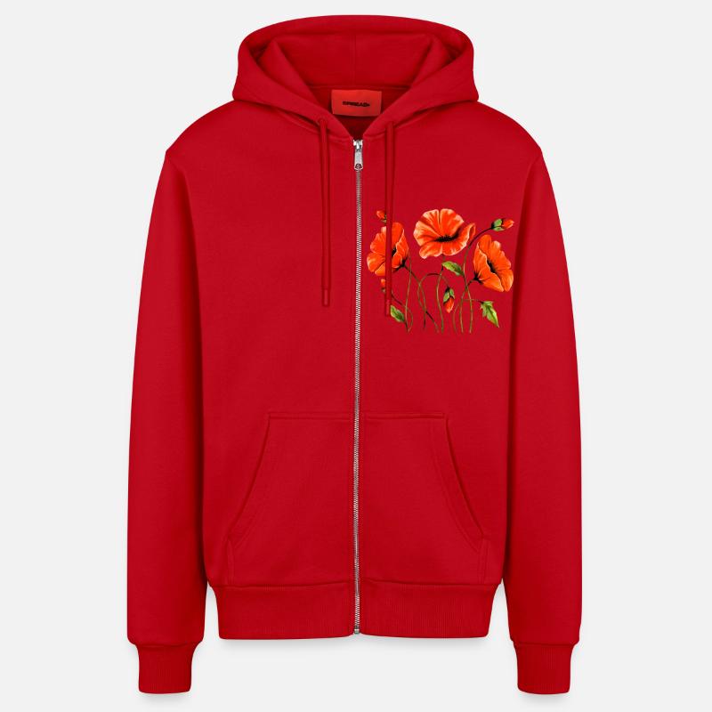 Fleur - Veste à capuche bio décontractée fabriquée en UE - rouge