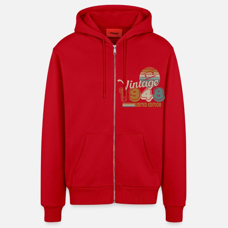 1948 - Veste à capuche bio décontractée fabriquée en UE - rouge