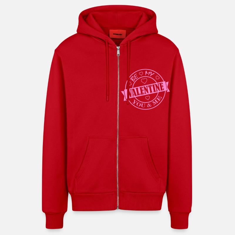 Saint-Valentin 001 - Veste à capuche bio décontractée fabriquée en UE - rouge