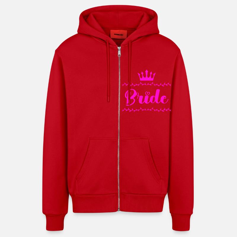 mariée - Veste à capuche bio décontractée fabriquée en UE - rouge