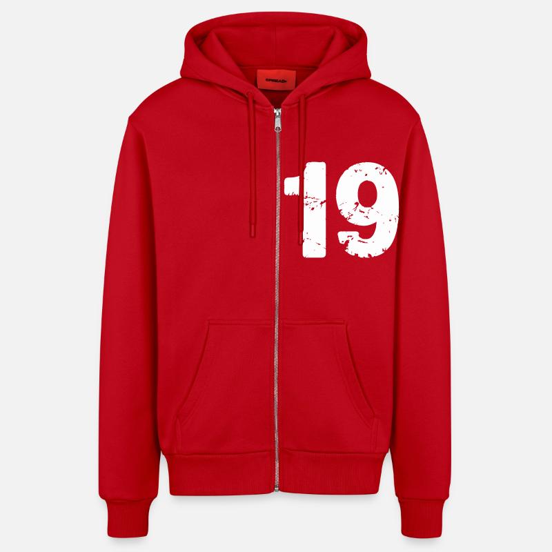 19 - Veste à capuche bio décontractée fabriquée en UE - rouge