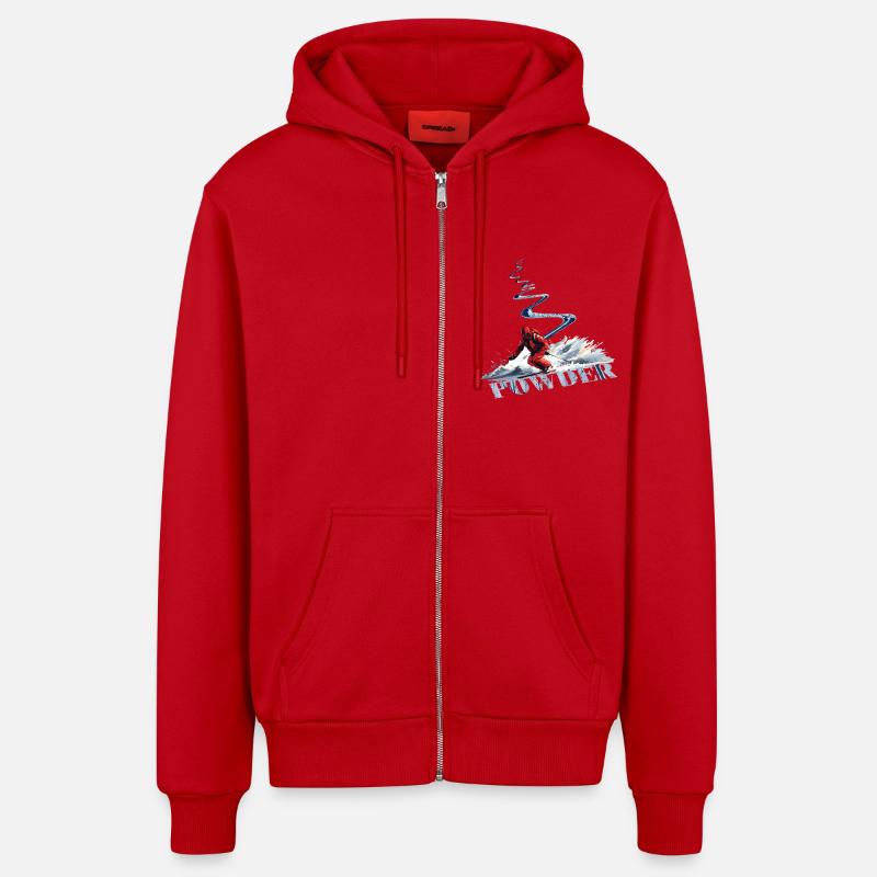 Downhill skiing Skiing Down - Organic Relaxed Hooded Jacket Made in EU - red