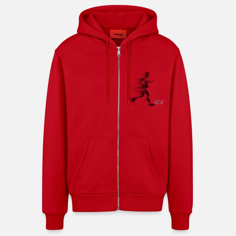 Marathonienne rapide 42K Speedy Marathon - Veste à capuche bio décontractée fabriquée en UE - rouge